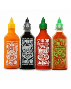 4x 440ml Crying Thaiger 4 Key Flavours Thai Sriracha Hot Sauce Gift Set (Product of Thailand)