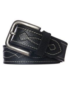 PBR Decor Stitch Mens Genuine Buffalo Leather Belt - Black (Dual Size)