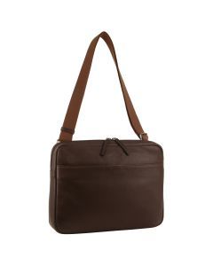 Pierre Cardin Mens Leather 13" Laptop Bag - Brown