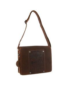 Jack's Inn Lady Killer Mens Crazy Horse Leather Shoulder Bag - Cognac (Vintage Western)