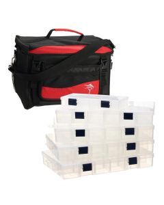 Black and Red Jarvis Walker Large Fishing Tackle Bag with 5 Lure Trays