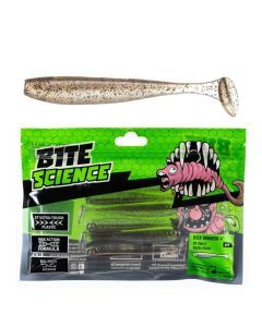 6 Pack of 4 Inch Bite Science Kick Minnow Soft Plastic Lures - UV Smelt