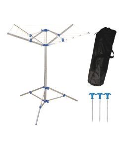 Portable folding rotary camping caravan clothes line with carry bag