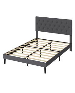 Levede Double Bed Frame Upholstered Headboard Bedroom Mattress Base Dark Grey