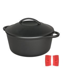 Toque 6.6L Cast Iron Dutch Oven Heavy Duty Casserole Pot With Lid Kitchen