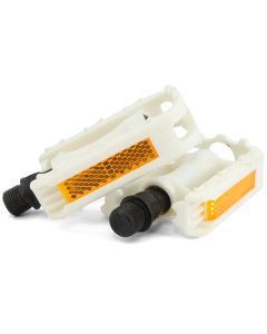 White Plastic Replacement Kids Bike Pedals for 12-16" Bikes 9/16" Thread