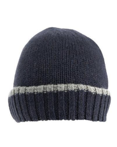 Dents Mens Knitted Hat with Turn Up Brim - Navy/Slate (Warm Winter Ski)