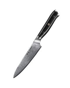 5-Inch Damascus Steel Utility Knife VG10 Core G10 Handle Black