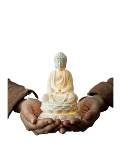 Ceramic Buddha LED Lamp: Tranquil Dhyana Sculpture