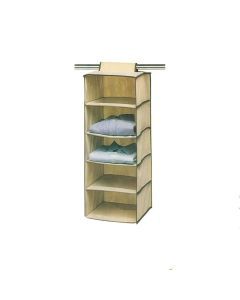 5 Tier Hanging Wardrobe Storage Holder – 30x30x100cm Clothes Organiser in Beige