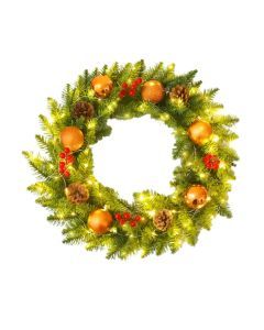 LED Christmas Wreath with Pine Cones & Berries