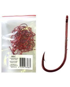 50 Pack of Tsunami Size 2/0 Chemically Sharpened Red Baitkeeper Hooks