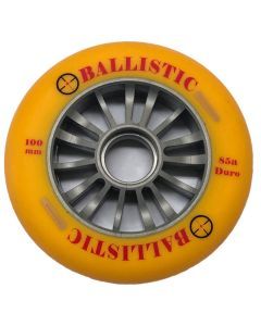 Ballistic 100mm Urethane Scooter Wheel Silver Plastic Core Yellow