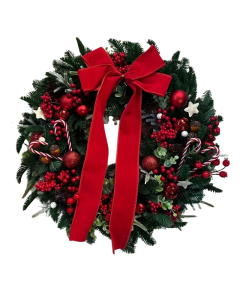 Artificial Christmas Wreath with Red Bow