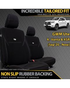 GWM Ute X, Vanta & XSR GP4 Neoprene 2x Front Row Seat Covers (Made to Order)
