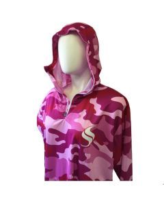 Hooked Gear Pink Camo Ladies Hooded Long Sleeve Fishing Shirt