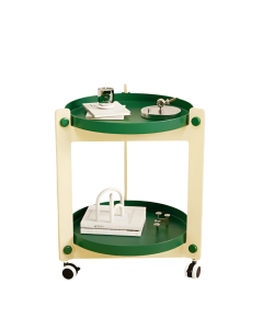 Double-Layer Rolling Coffee Table - White and Green
