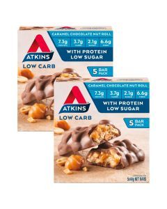 Atkins Caramel Chocolate Nut Roll Protein Snacks 5x44g x2