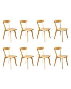 Levede 8x Dining Chairs Wooden Kitchen Chair Natural Lounge Cafe Restaurant