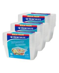 Hercules Takeaway Food Containers 10pk x 1000ml x3