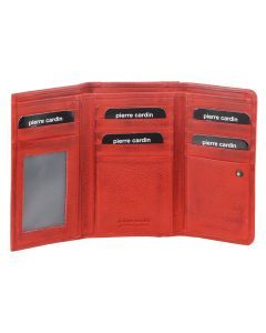 Pierre Cardin Womens Soft Italian Leather RFID Rustic Purse Wallet - Red