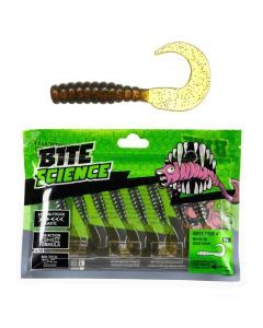 8 Pack of 4 Inch Bite Science Dirty Grubs Soft Plastic Lures - Motor Oil