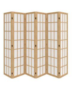 Levede 6 Panel Room Divider Folding Partition Freestanding Screen Wooden Natural