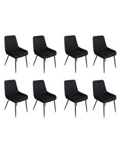 Levede 8x Dining Chairs Kitchen Chair Lounge Padded Room Seat Soft Velvet Black