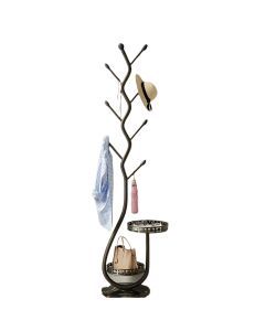 Freestanding Metal Coat Rack with Branch Hooks