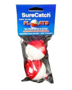 2 X 1 3/4 Inch Red and White Push Button Fishing Floats
