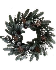 Gingerbread Christmas Wreath with House & Snowflake Ornaments