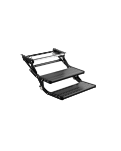 On The Road RV Double Folding Manual Step with LED Light Black