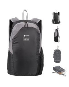 Lewis N. Clark 18" Packable Travel Backpack Bag - Black/Grey (Foldable Compact)