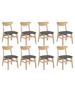 Levede 8x Dining Chairs Kitchen Chair Natural Wood Linen Fabric Cafe Lounge Seat