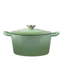 Toque Cast Iron Dutch Oven Frying Pan Enamel Casserole Pot with Lid 4L Green