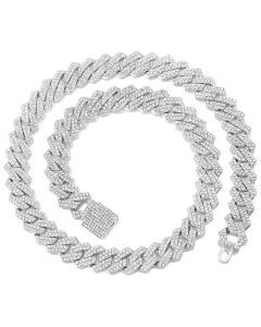 Prong Cuban Link Chain Necklace Rhinestone (A0994SL)