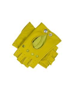 Dents Womens Fingerless Leather Driving Gloves in Lime