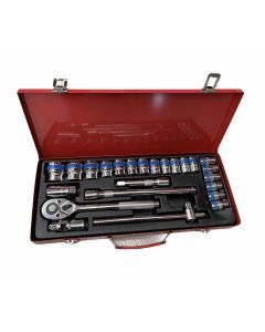 24pcs Ratchet Socket Wrench Set Screwdriver Bits Extension Hex Chrome Vanadium