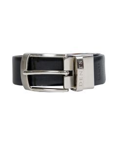 Dents Men’s Heritage Reversible Gloss Full-Grain Leather Belt with Satin Nickel Buckle in Black/Tan