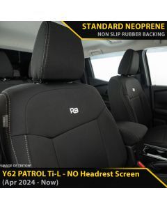 Nissan Patrol Y62 Ti-L (MY24 - No Headrest Screen) GP4 Neoprene 2x Front Seat Covers