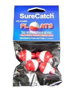 4 X 3/4 Inch Red and White Push Button Fishing Floats