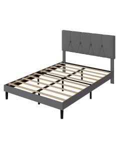Levede Queen Size Bed Frame Upholstered Soft Headboard Bedroom Dark Grey