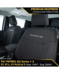 Nissan Patrol GU Wagon Series 1-3 ST, ST-L, ST Plus & Ti GP6 Premium Neoprene 2x Front Seat Covers (Made to Order)