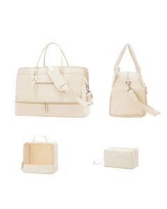 Luggage Travel Bag with Clothes and Toiletry Bag (Beige)