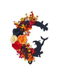 Halloween Witch Cat Moon Wreath