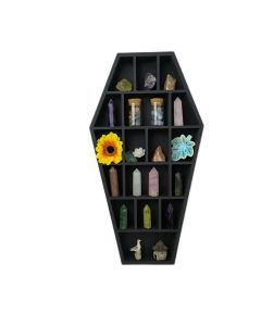 Gothic Coffin Shaped Wooden Wall Shelf - Hexagonal