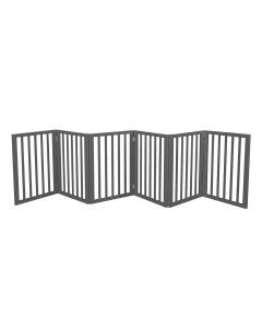 Pawz Wooden Pet Gate Dog Fence Safety Stair Barrier Security Door 6 Panels Grey