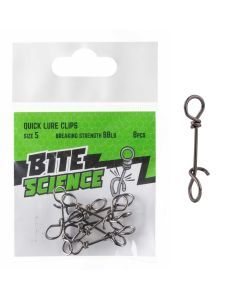 8 Pack of Size 5 Bite Science Quick Lure Clips - 88lb