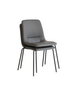 Levede Stackable Dining Chairs Kitchen Lounge Chair PU Leather Grey Set of 4