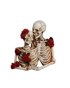 Rose Skull Figurine Holding Hands Halloween Decor